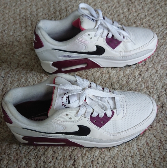 NIKE AIR MAX 90 white black dark beetroot DH1316-100 SIZE 7 - Picture 13 of 16